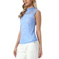 thumbnail image 4 of INSPIRE CHIC Floral Lace Tank for Women's Mock Neck Sleeveless See Through Tank Tops L Blue, 4 of 6