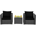 thumbnail image 6 of Patiojoy 3PCS Patio Rattan Furniture Conversation Set with 2 Cushioned Sofas & Coffee Table for Outdoor Black, 6 of 6