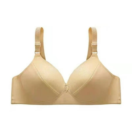 

YWDJ Comfortable Bras for Women Woman Solid Color Comfortable Hollow Out Perspective Bra Underwear No Rims Beige S
