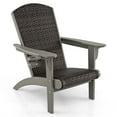 thumbnail image 6 of Gymax Set of 4 Adirondack Chair w/ Rattan Padded Seat & Back Wide Hidden Cupholder Patio Gray, 6 of 6