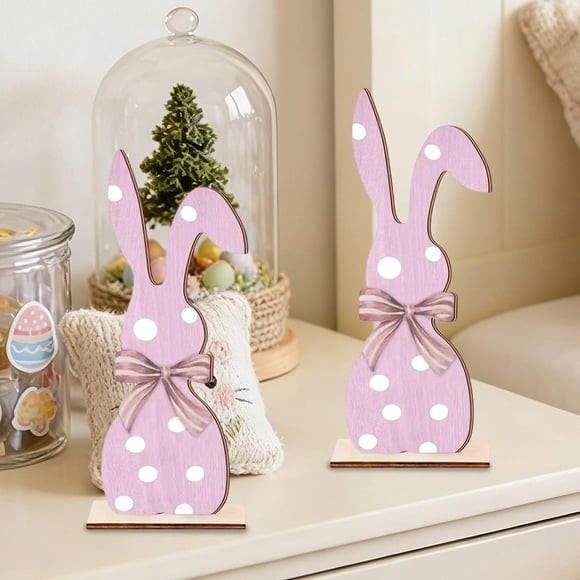 Jienlioq Easter Bunny Wooden Tabletop Decoration for Home Decor Bestow A Gift 2PC