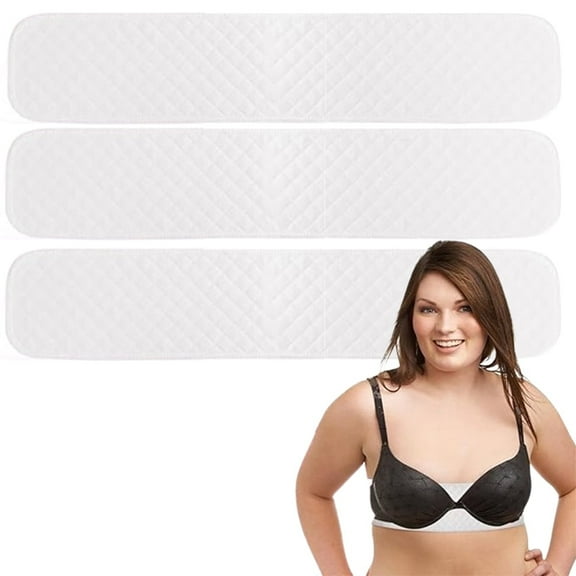 Triani 3Pcs Bra Liners Rectangle Under Bra Pads 3 Layer Washable Rectangle Cotton Under Breasts Pads to Absorb Sweat for Women(18x3 Inch)