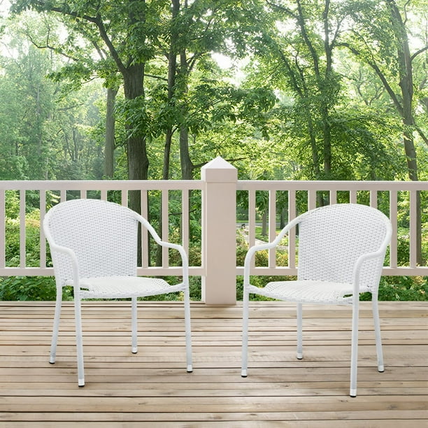 Crosley Palm Harbor Outdoor Wicker Stackable Chairs Set Of 2 Com Crosley Palm Harbor Outdoor Wicker, Crosley Palm Harbor Outdoor Wicker Chaise Lounge