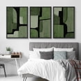 thumbnail image 3 of PixonSign Framed Wall Art Set Watercolor Black & Green Geometric Block Abstract Modern Art Decor Bohemian Pastel Pieces of Puzzle Prints for Living Room, Bedroom, Office - 16"x24"x3 Black, 3 of 5