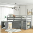 thumbnail image 1 of Gray Twin Low Study Loft Bed with Cabinet and Rolling Portable Desk, 1 of 8