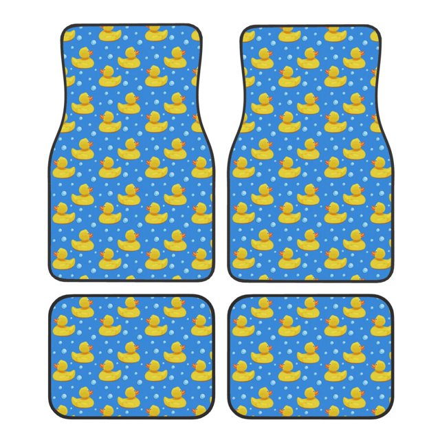 Balery Cute Yellow Rubber Ducks Juego de 4 Alfombrillas para Auto, Revestimientos de Caucho Resistente, Diseño Antideslizante