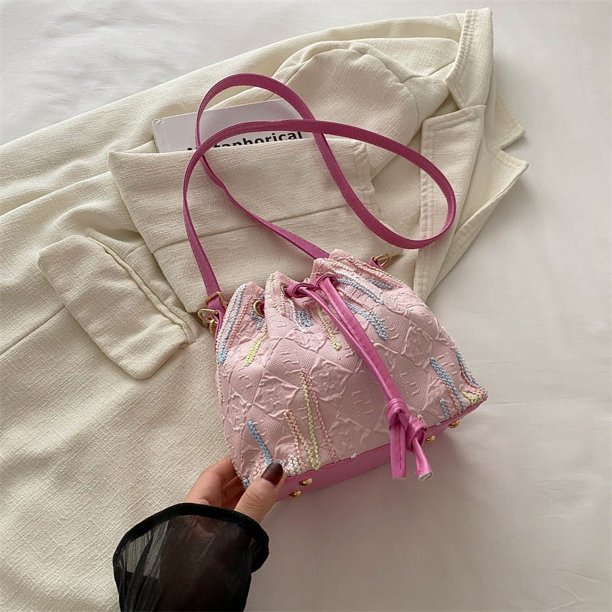 Mochila con cordón estilo chica de moda, otoño 2025, nueva mochila de viaje con bordado a rayas y hermosa personalidad