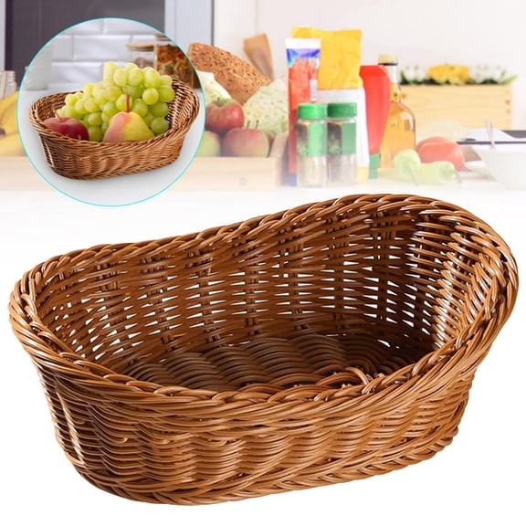 Apeya Bread Basket Plastic Oval Food Storage Basket For Kitchen Serving Fruit Basket Small Wicker Style Basket Centerpiece Display Home Restaurant Decor