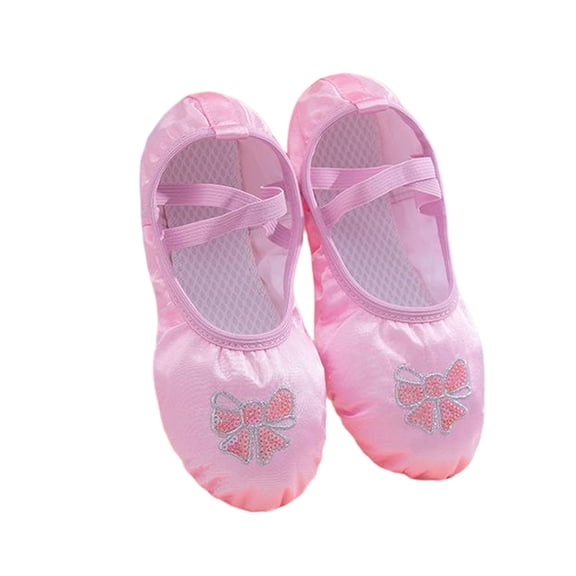 Owordtank Ballet Shoes for Girls, Satin Dance Practice Slippers Split Soft Leather Flat Sole Yoga Gymnastics Shoes