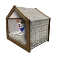 thumbnail image 1 of Leaves Pet House, Monochrome Abstract Nature Flourish Flowers Swirls and Curved Motifs Vintage, Outdoor & Indoor Portable Dog Kennel with Pillow and Cover, 5 Sizes, Cream Dark Taupe, by Ambesonne, 1 of 5