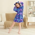 thumbnail image 3 of FORMRS Niños Bathrobe Unisex Hooded Robe Soft Plush Pajamas Sleepwear, Size 7-9T, Neon Pink Starfish, 3 of 7