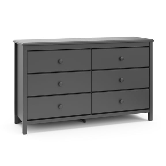 Storkcraft Alpine 6 Drawer Nursery Double Dresser, Gray