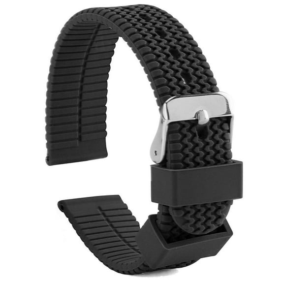Silicone Rubber Watch Band - Waterproof, Silicone & Rubber, Includes Spring Bar & Tool Set - Perfect for Active Wear (20mm, Black)