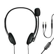 onn. 3.5 mm PC Stereo Headset with Built-in Microphone, Black