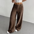 thumbnail image 6 of Women's Corduroy Wide Leg Pants Stretchy Waist Button Casual Loose Fit Pocket Design, 6 of 9
