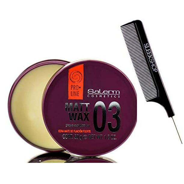 Salerm Cosmetics 03 Matt Wax Strong Hold (w/Sleek Steel Pin Tail Comb)  Matte Hair Wax Paste Clay Gel ( oz / 50 g size) 