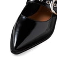 thumbnail image 4 of YDN Women Lovely Pointed Toe Mary Jane Flats Single Strap Buckle Low Heels Fancy Ballroom Dress Shoes Size 7 Black, 4 of 4