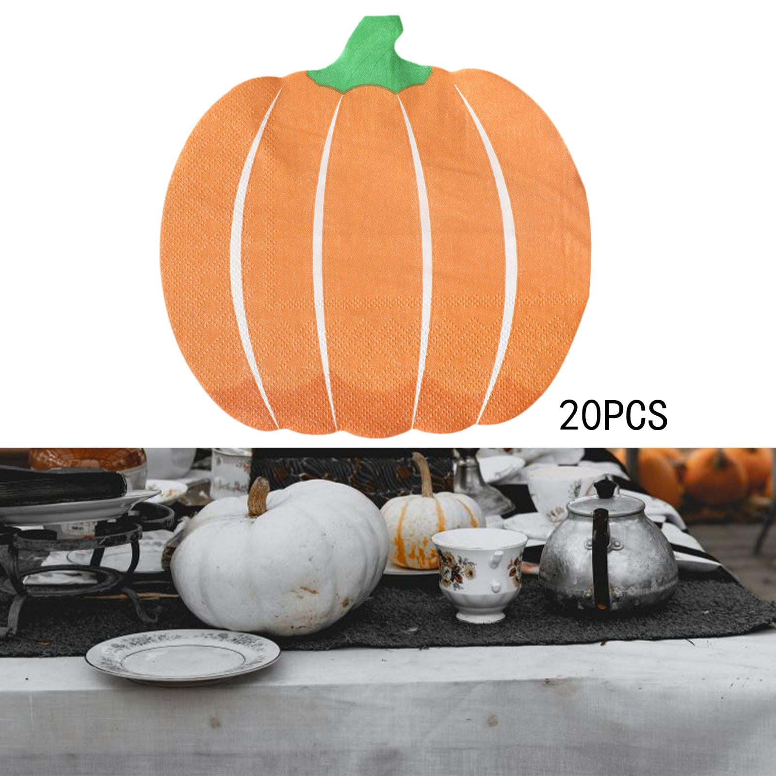 20 Serviettes En Papier Motif Citrouille Hello Pumpkin - 33x33 Cm - Décoration Table Automne, Halloween, Thanksgiving - 12
