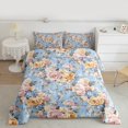 thumbnail image 2 of Homewish Rustic Flower Floral Bedding Comforter Set,Country Plant Twin Comforter Sets,Blue Pink Orange Bedding Set For Teens,Luxury Bedroom Decor Reversible,2pcs, 2 of 8