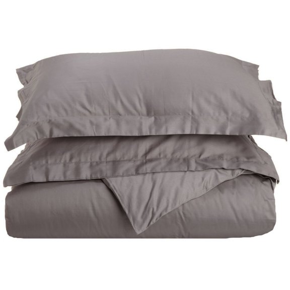 800-Thread Count 100% Cotton Solid Duvet Cover and Pillow Sham Set Grey / Full/Queen