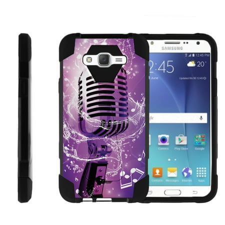 TurtleArmor ® | For Samsung Galaxy J7 J700, J700F, J700M, J700H (2015) [Dynamic Shell] Dual Layer Hybrid Silicone Hard Shell Kickstand Case - Purple (Best Music Player For Samsung J7)