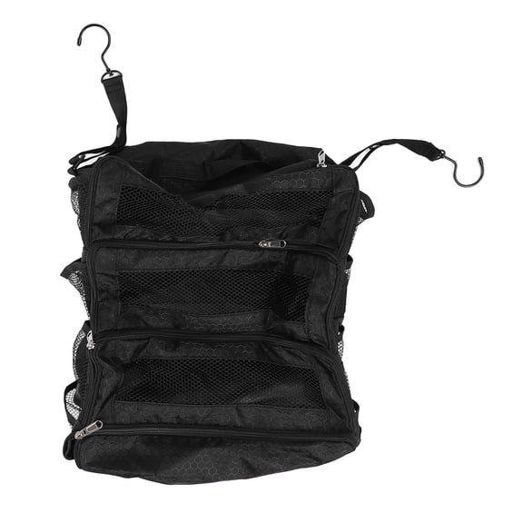 LAZIOEGR Foldable Travel Luggage Organizer – 4‑Compartment Hanging Packing Cube with Mesh Pockets, Black