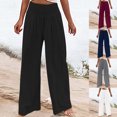 thumbnail image 7 of Lovskoo Wide Leg Pants for Women Cotton and Linen Summer Trendy Casual Solid Color Pants Straight Leg Trousers with Pocket Gray, 7 of 7