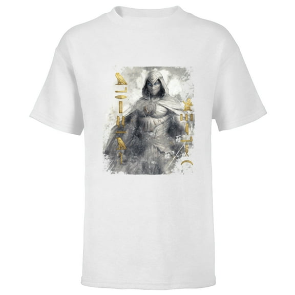 Marvel Moon Knight Hieroglyphs Poster - Short Sleeve T-Shirt for Kids - Customized-White