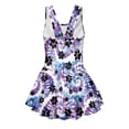 thumbnail image 5 of COEQINE Girls One Piece Swimsuit with Flowy Skirt Bottom, Soft Tank Style Neckline Skirted Swimwear, Comfort Polyester Spandex Bathing Suit for 5-6 Year Olds, Paw Tie-dye Purple Blue, 5 of 8