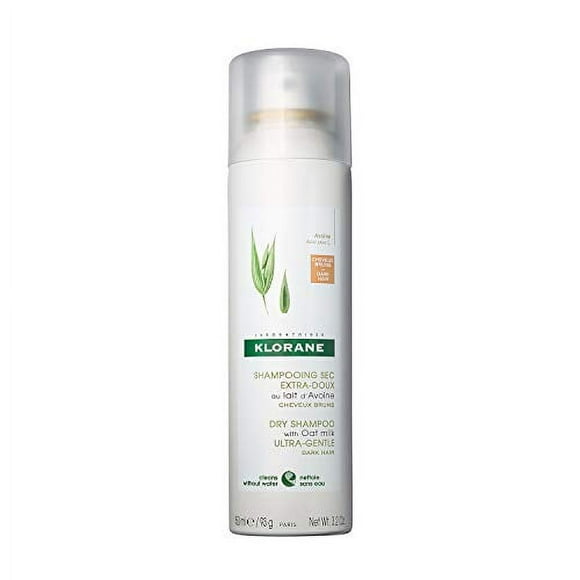 Klorane Dry Shampoo with Oat Milk, For Dark Hair, Natural Tint, All Hair Types, Paraben & Sulfate-Free, 3.2 oz.