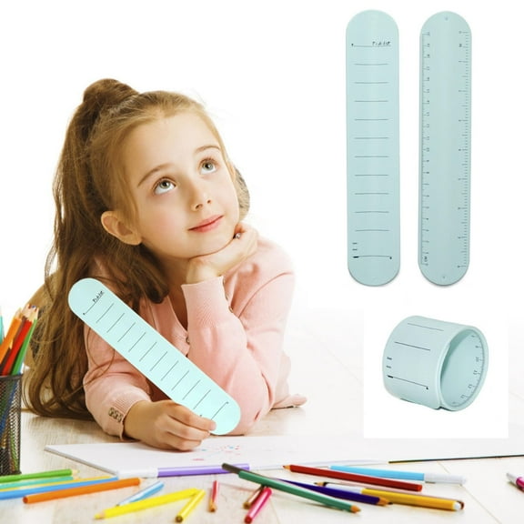 Slap Bracelet Silicone Memo Wrist Band Measure Ruler Reusable Writable Erasable Wearable Strap for Daily Life,Green,9.33*1.81 inch