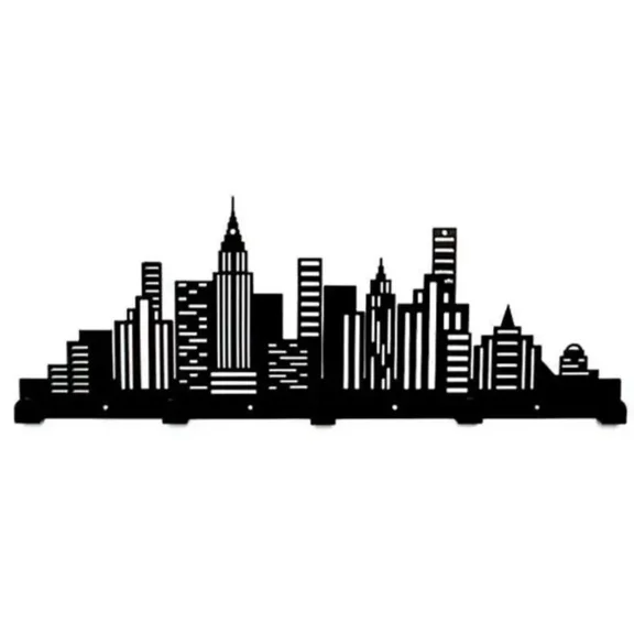 Wall Hanging Towel Rack - Modern City Type Coat Rack, Entrance Keys Rack Hook, Decorative Wall Hanger for Kitchen Bathroom Decor