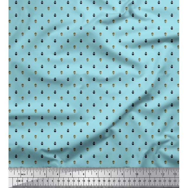 Soimoi Poly Georgette Fabric Skull Shirting Printed Fabric 1 Yard 52 Inch Wide