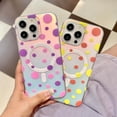 thumbnail image 3 of Compatible with iPhone 15 Pro Max Cute Case Wave Dot Pattern Magnetic Laser Holography Bling Frosting Funny Fashion Protection Shockproof Cover for Women Girls Purple, 3 of 12