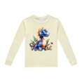 thumbnail image 4 of XUELUO Toddler Boys Casual Outfit Sets Summer Cartoon Dinosaur Print Crew Neck Long Sleeve Tops And Pants Pajamas 2 Piece Activewear,Beige,2-3 Years, 4 of 4
