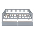 thumbnail image 6 of Low Wood Bed with Fence Guardrails for Kids, Full Size Platform Bed Frame Montessori Bed with 2 Storage Drawers & Slats System for Boys Girls Bedroom, No Box Spring Required, (Gray, Full Size), 6 of 7
