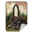 thumbnail image 1 of ABPHQTO Fantasy Door Stairs Flowering Meadow Forest Fleece Manta Fleece Back Throw Manta 145x200 cm, 1 of 1