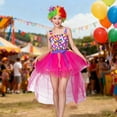thumbnail image 3 of Mardi Gras Outfit for Women Funny Clown Carnival Party Performance Clothes Elegant Clown Outfits Set #04 Hot Pink & Size XXXXXL, 3 of 3