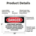 thumbnail image 2 of (2 Pack) Lead Paint Hazard No Sanding Chipping OSHA Danger Sign 10 Inch X 7 Inch Plastic Sign, Weather Resistant, UV Protected for Workplace, Business, and Construction Site, Made in, 2 of 8