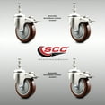 thumbnail image 2 of 4 Inch 316SS Maroon Polyurethane Swivel 10mm Stem Caster Set Lock Brake SCC, 2 of 2