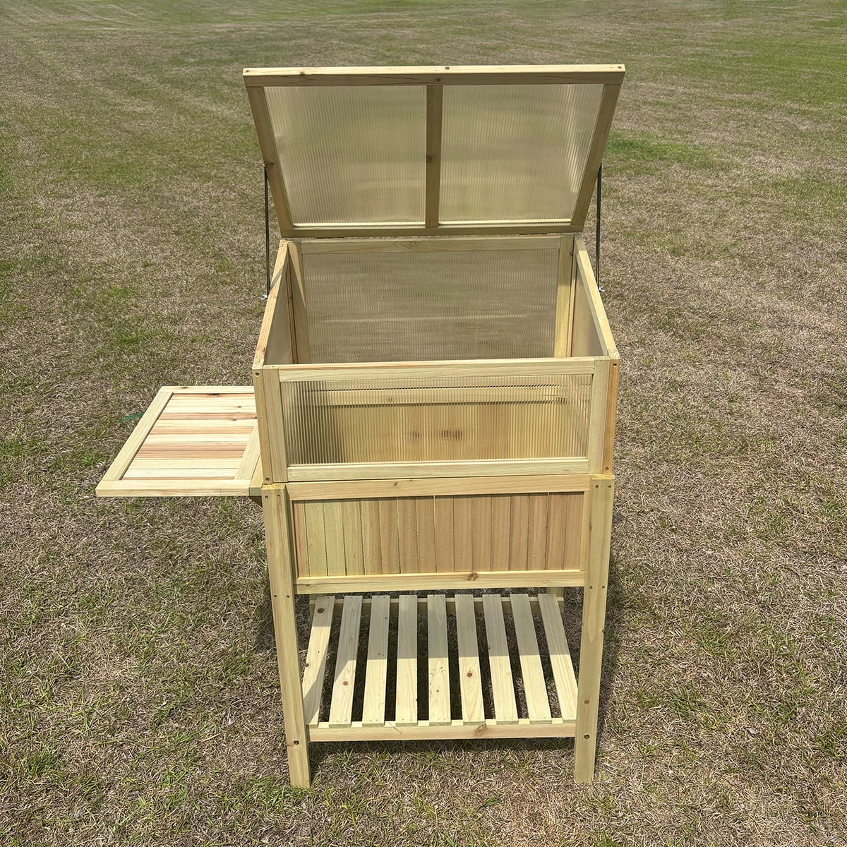Wooden Raised Greenhouse with Potting Table