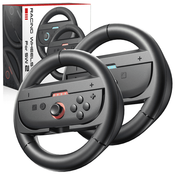 Open Box Steering Wheel for Nintendo Switch 2 2025,Racing Wheels for Mario Kart World/ 8 Deluxe,Switch 2 Racing Game Accessories for Switch 2 JoyCon (2x Black)