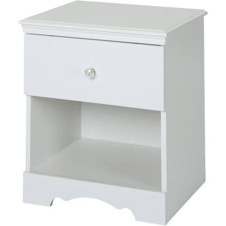 South Shore Furniture Crystal Collection Nightstand, White 