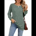 thumbnail image 2 of Sudadera para Mujer, Cuello Redondo, Plisada, Larga, Túnica, Ropa de Invierno 2025 Verde XXL, 2 of 9