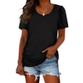 thumbnail image 4 of JLFKNG Womens Tee Shirts Fashion Solid Color Round Neck T-Shirts Short Sleeve Breathable Loose Fit T Shirt Tops Suitable For Dates, Vacation, 4 of 9