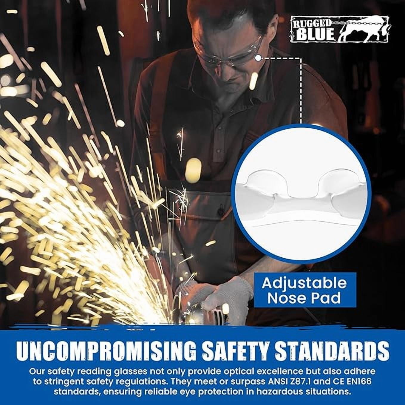 Safety Glasses with Readers - Clear | Polycarbonate Frame with UV400 Protection | Scratch Resistant Coating Bifocal Wrap Around Safety Glasses | 1.0-12PK
