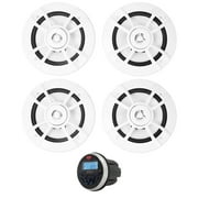 Boss MGR350B 3" Gauge Hole Marine Bluetooth Receiver+(4) Kenwood 6.5" Speakers