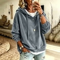 thumbnail image 2 of Womens Velvet Hoodies Tops Shirts Oversized Long Sleeve Drawstring Pullovers Lounge Velour Shirts for Travel, 2 of 9