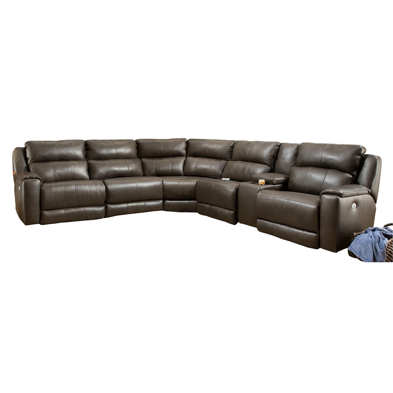 Southern Motion Dazzle Leather Power Headrest Reclining Sectional Sofa