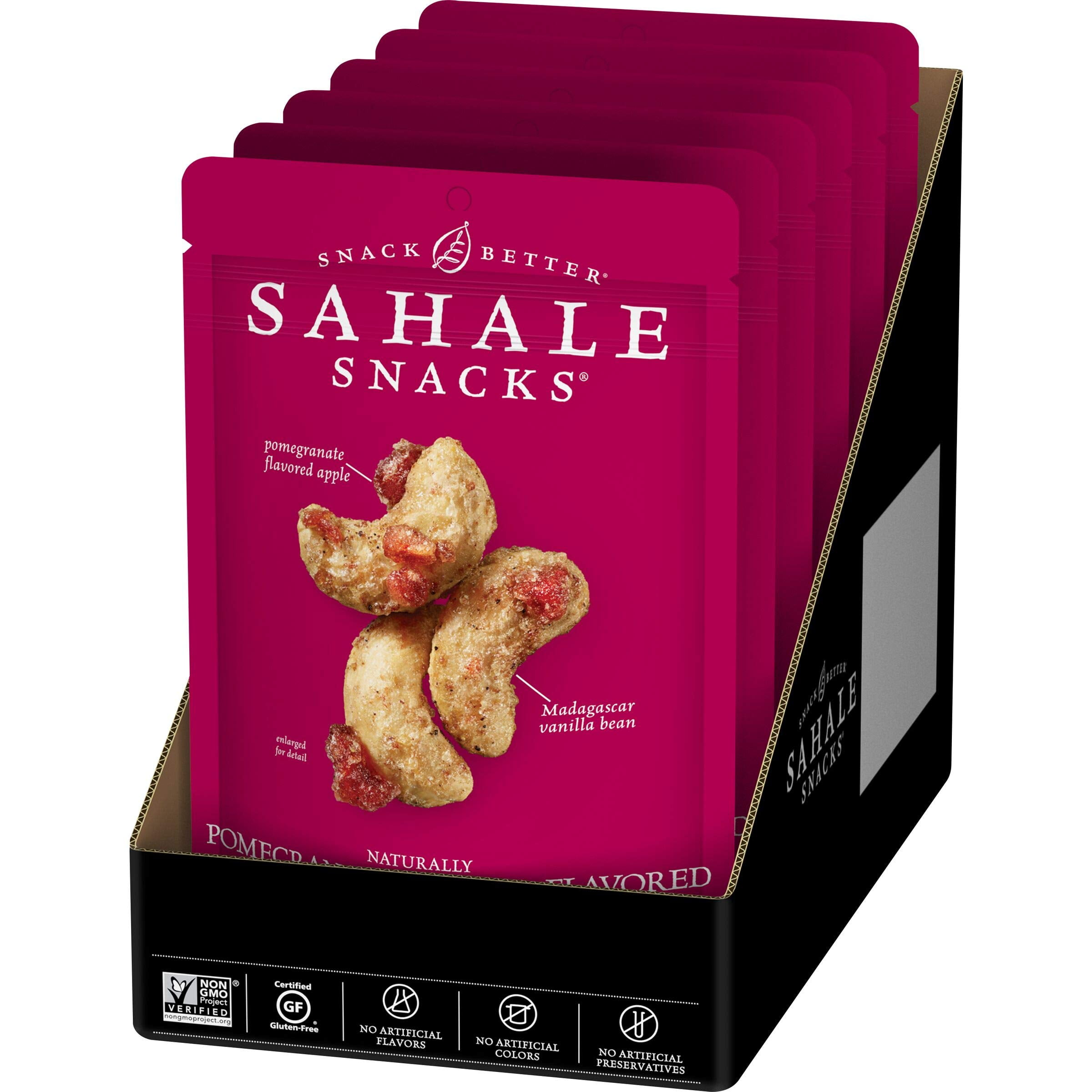 Sahale Snacks Pomegranate Vanilla Flavored Cashews Glazed Mix, 4 Ounces (Pack of 6)
